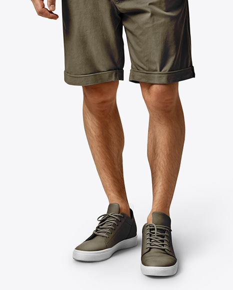 Young Man Wearing T-shirt and Shorts Mockup
