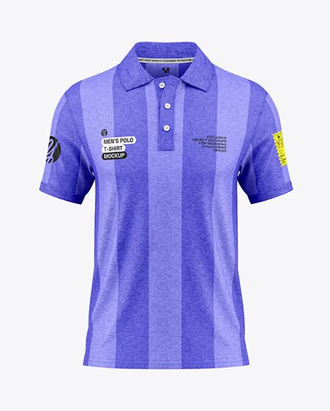 Men's Heather Polo Shirt Mockup - Front View