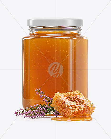 Clear Glass Jar with Heather Honey Mockup