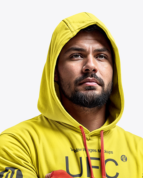 Male UFC Fighter Wearing Hoodie & Shorts over Tights Mockup