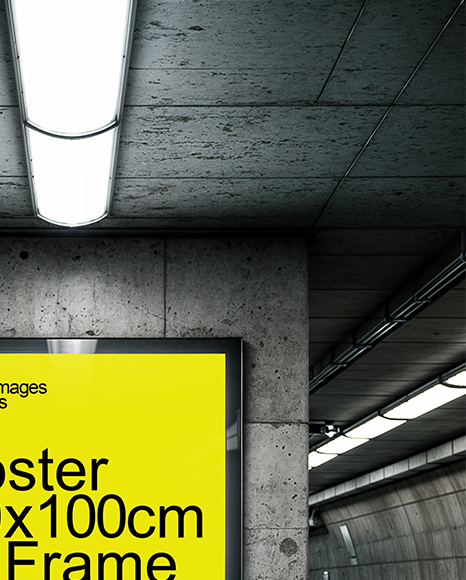 Framed Poster in Underground Passage Mockup