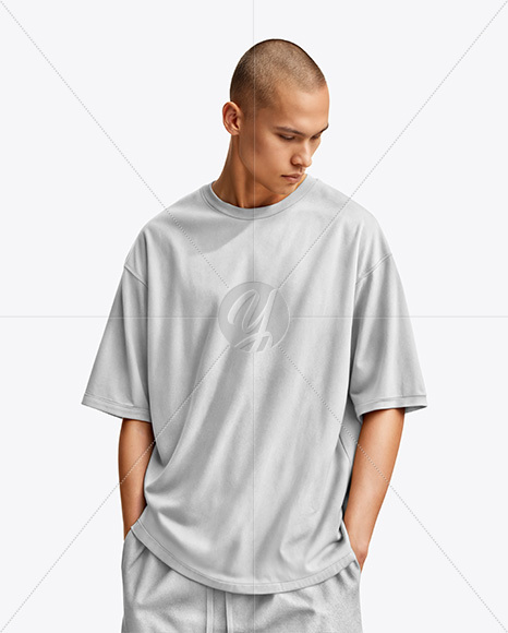 Man Wearing an Oversize T-shirt Mockup