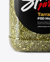 Square Plastic Jar with Dried Tarragon Mockup