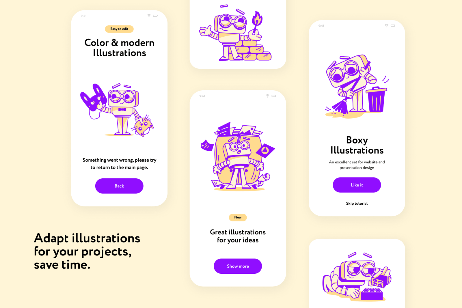 Boxy Robos Assistant Illustrations