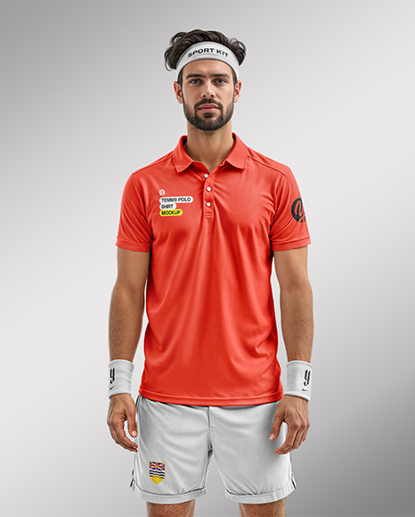 Bearded Man Wearing a Tennis Kit Mockup