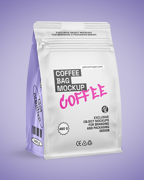 Matte Coffee Bag Mockup - Half Side view