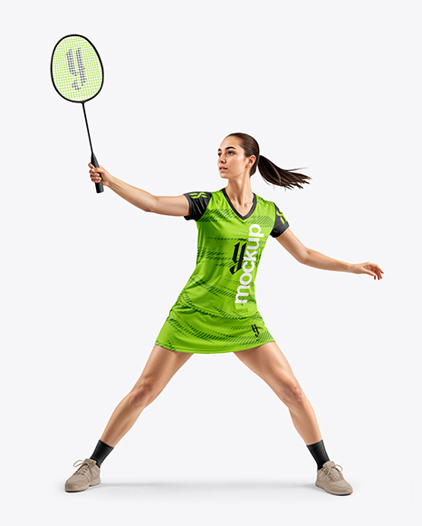 Woman Wearing Badminton Uniform Mockup - Kit mockup psd