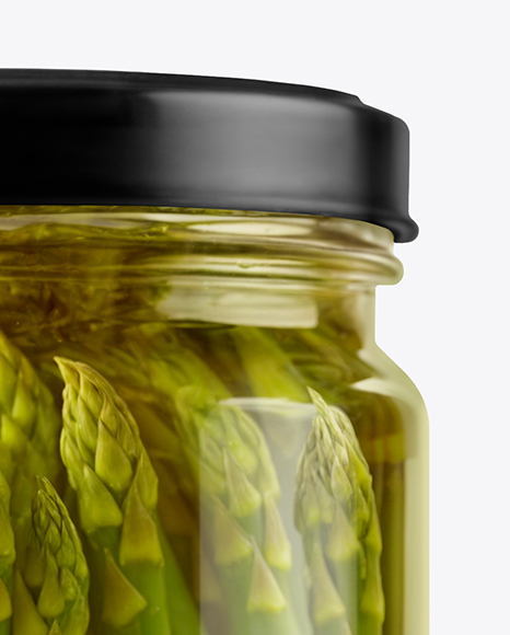 Glass Jar with Pickled Asparagus Mockup