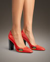 Block Heel Pumps on Woman's Legs Mockup