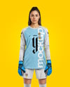 Female Goalkeeper Wearing Long Sleeve Soccer Jersey Mockup