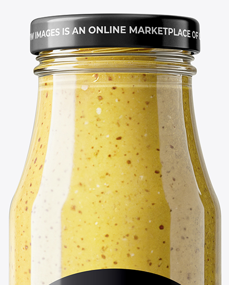 Glass Bottle with Dijon Mustard Mockup