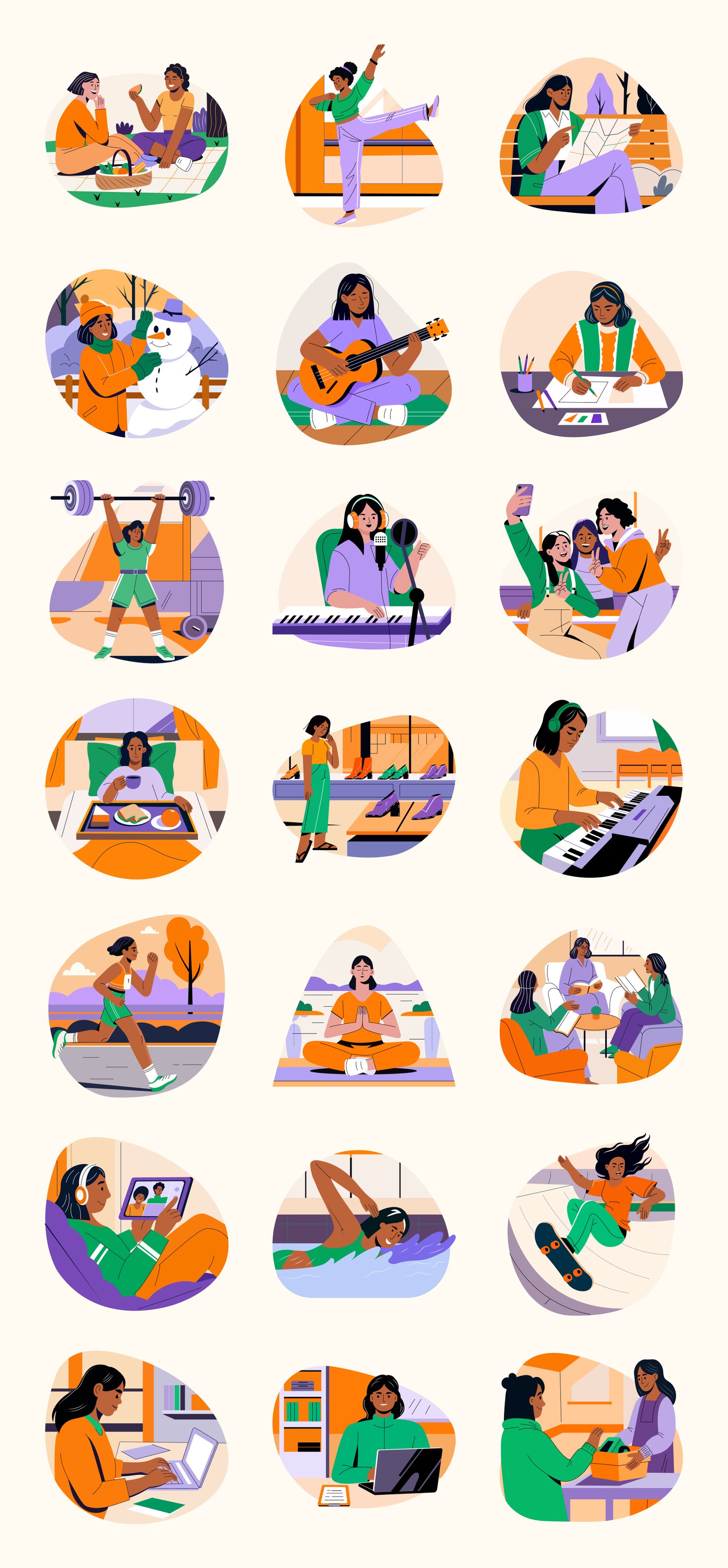 Girl Life Illustration Set