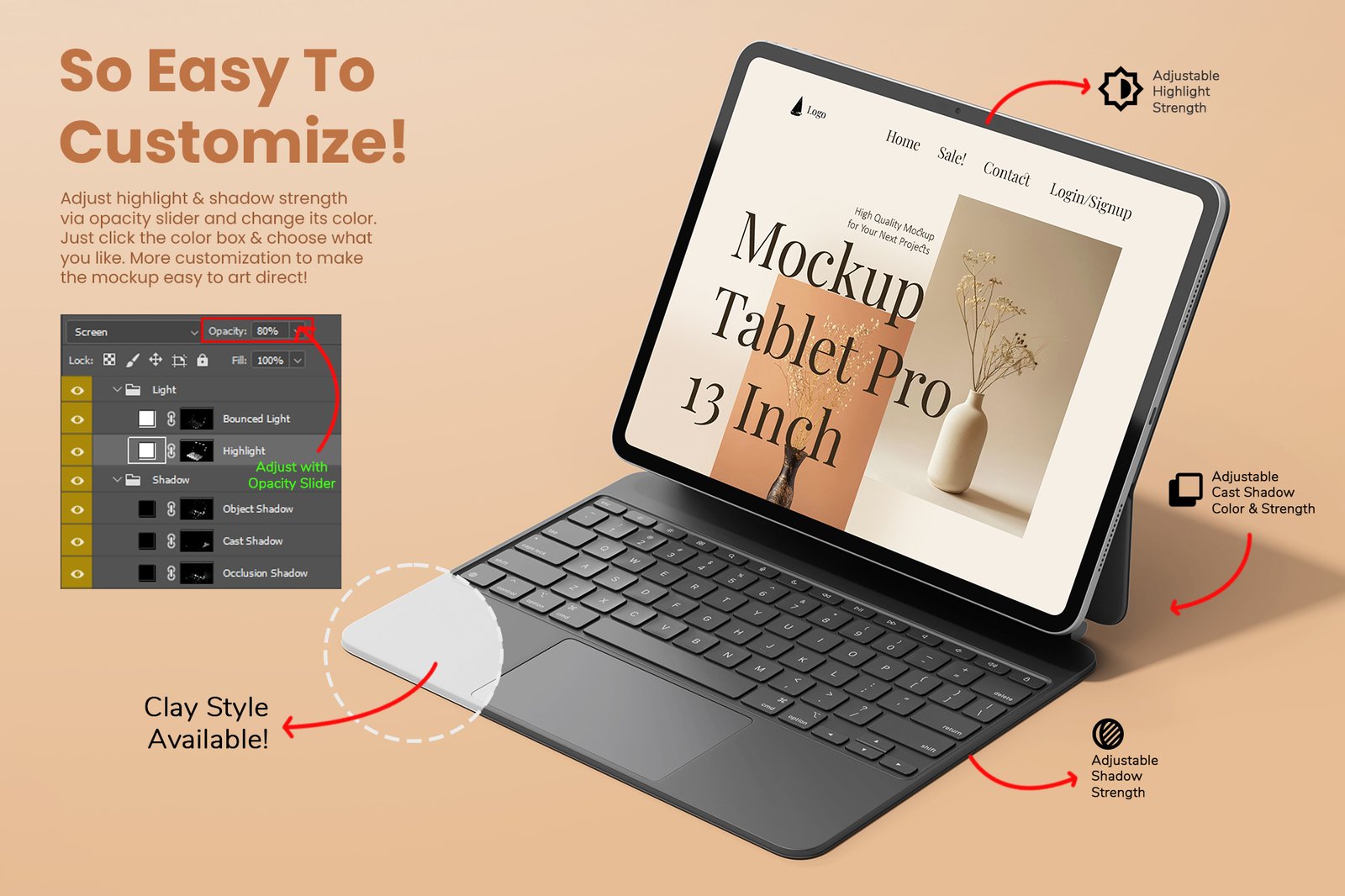 iPad Pro 13 Inch with Magic Keyboard PSD Mockup Pack