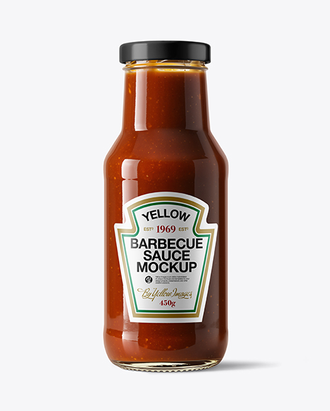 Glass Bottle with Barbecue Sauce Mockup - Glass bottle mockup