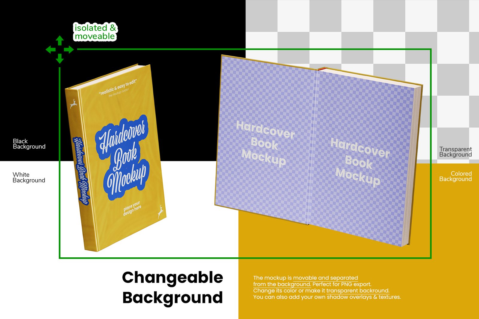 Hardback Cover Book 6x9 Inch Mockup Set