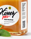 Square Glass Jar with Sage Honey Mockup