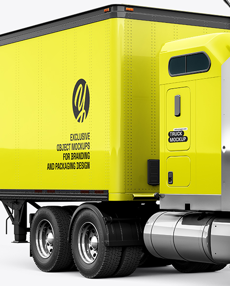 Truck Semi Trailer Mockup - Half Side View