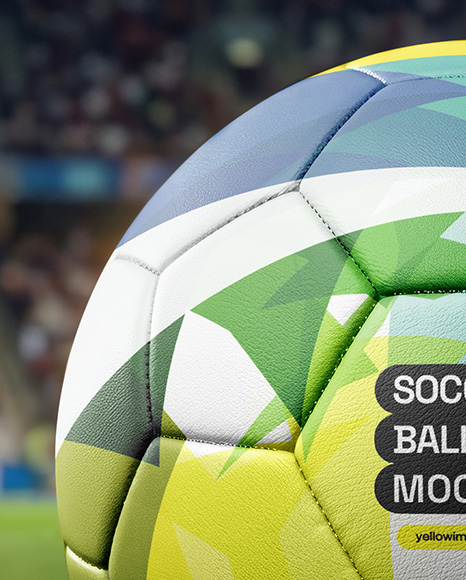 Soccer Ball on Stadium Field Mockup