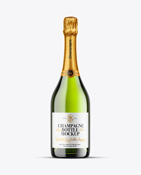 Green Glass Champagne Bottle Mockup - Hot sauce bottle mockup