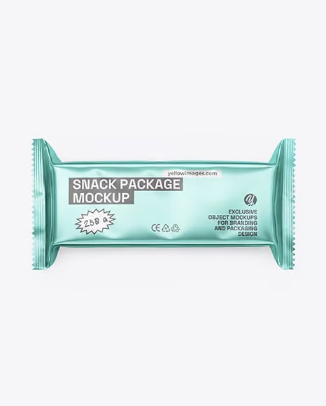 Matte Metallic Snack Package Mockup - Cookie packaging mockup