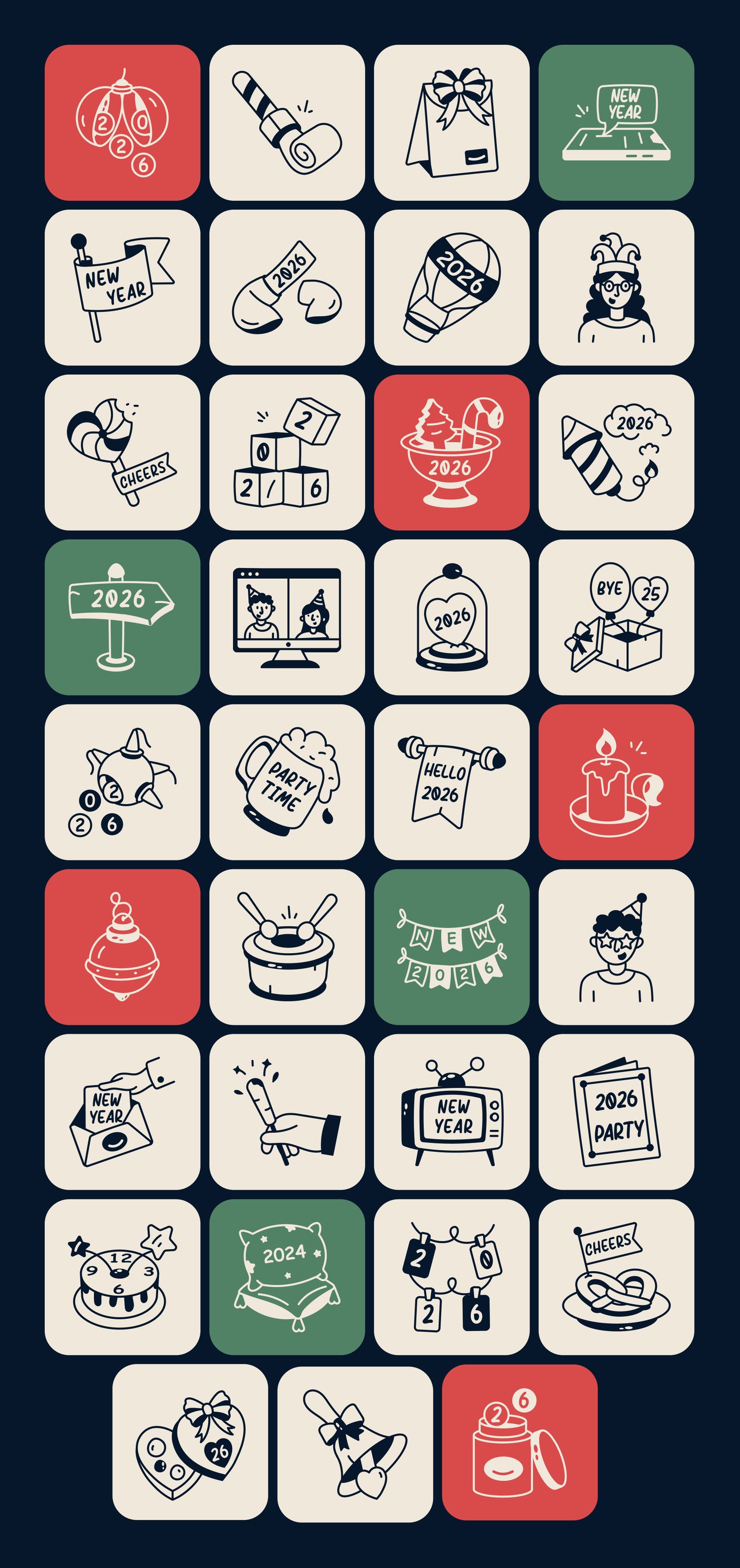 New Year Doodles Art Set