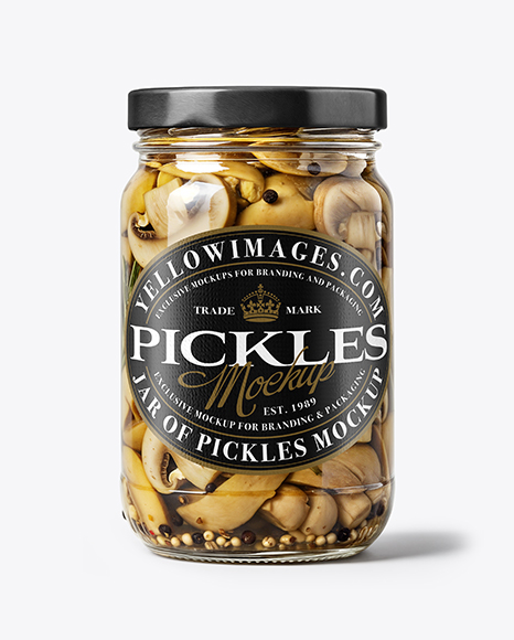 Clear Glass Jar with Sliced ​​Champignons Mockup