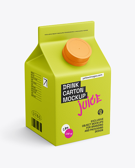 Matte Drink Carton Box Mockup - Half Side view