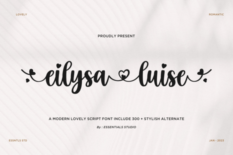 Eilysa Luise - Handwritten Heart Script Font - Fancy script fonts