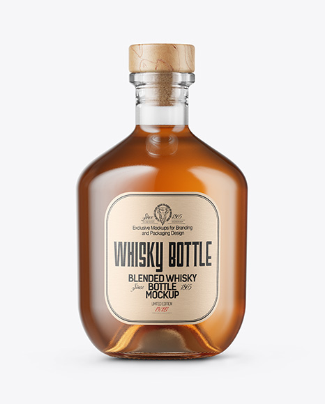 Clear Glass Whisky Bottle Mockup
