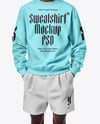 Black Man with Dreadlocks Wearing Sweatshirt and Shorts Mockup