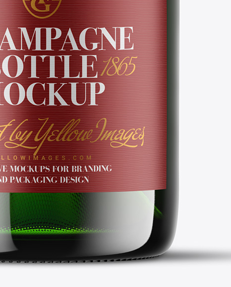 Green Glass Champagne Bottle Mockup