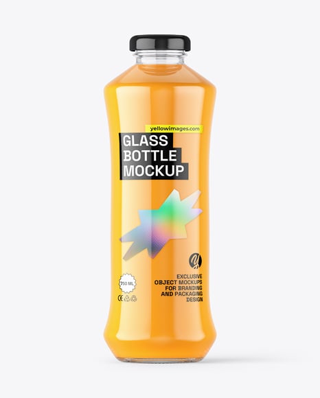 Glass Bottle with Orange Juice Mockup - Mockup shots