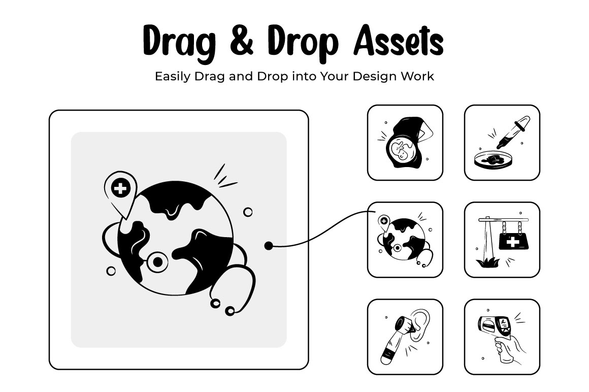 Medical hand-drawn icons