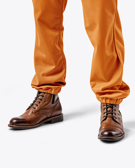 Man Wearing a Bib Overalls and T-Shirt Mockup