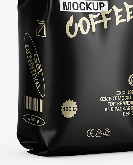 Matte Coffee Bag Mockup - Half Side view