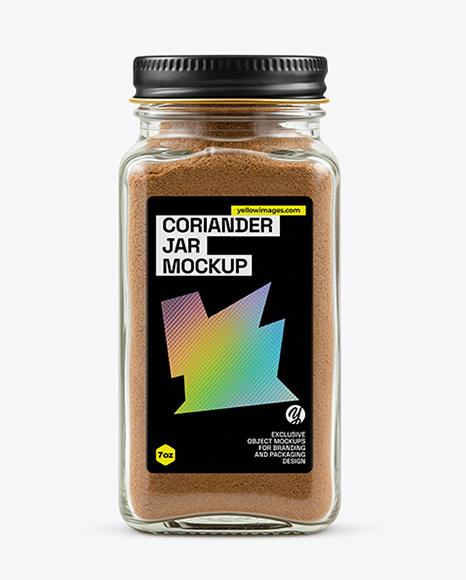 Square Glass Jar with Grounded Coriander Mockup