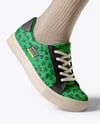 Woman Wearing Sneakers and Socks Mockup