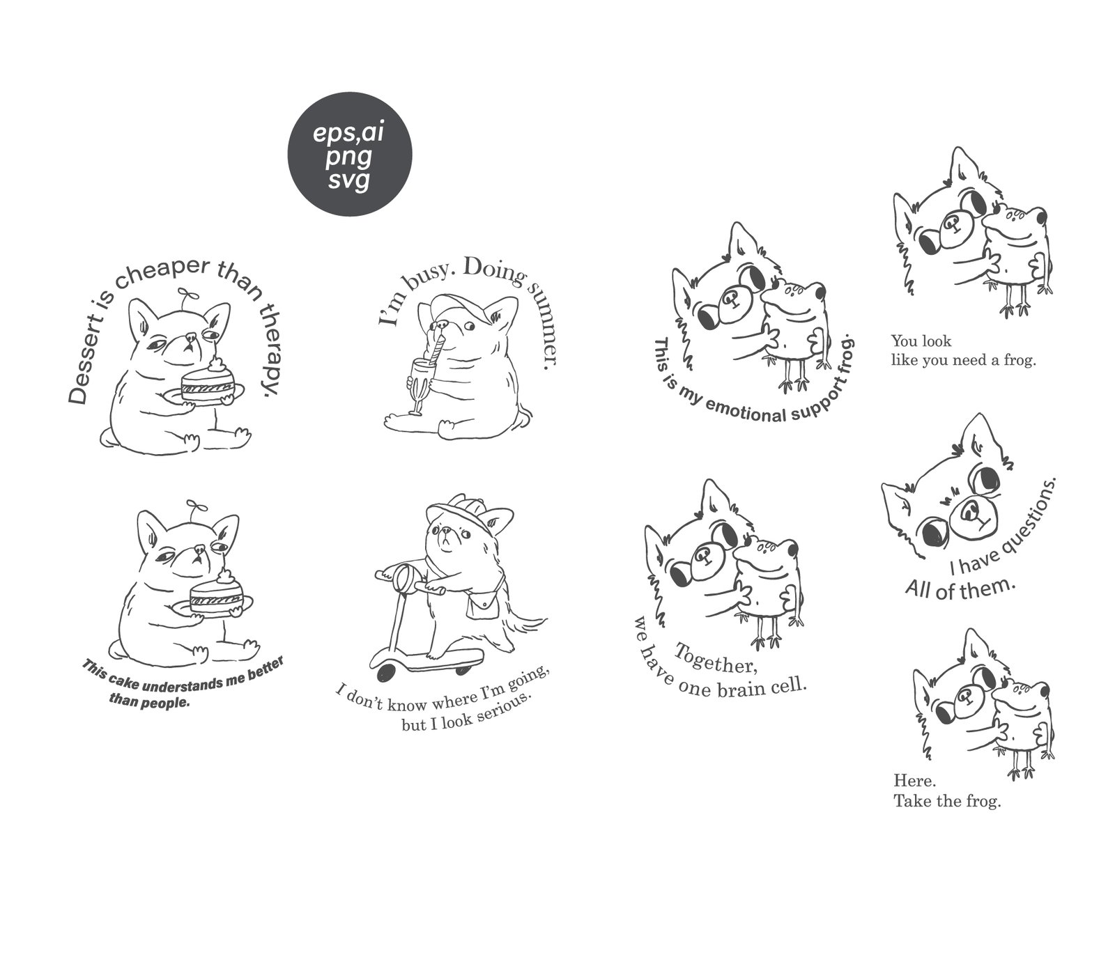 Silly Dogs hand drawn prints