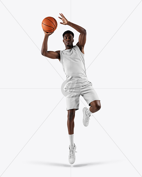 Black Man Wearing Full Basketball Kit Mockup