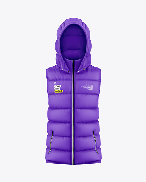 Hooded Down Vest Mockup - Black tracksuit mockup