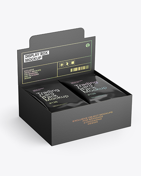 Box with Glossy Trading Card Packs Mockup