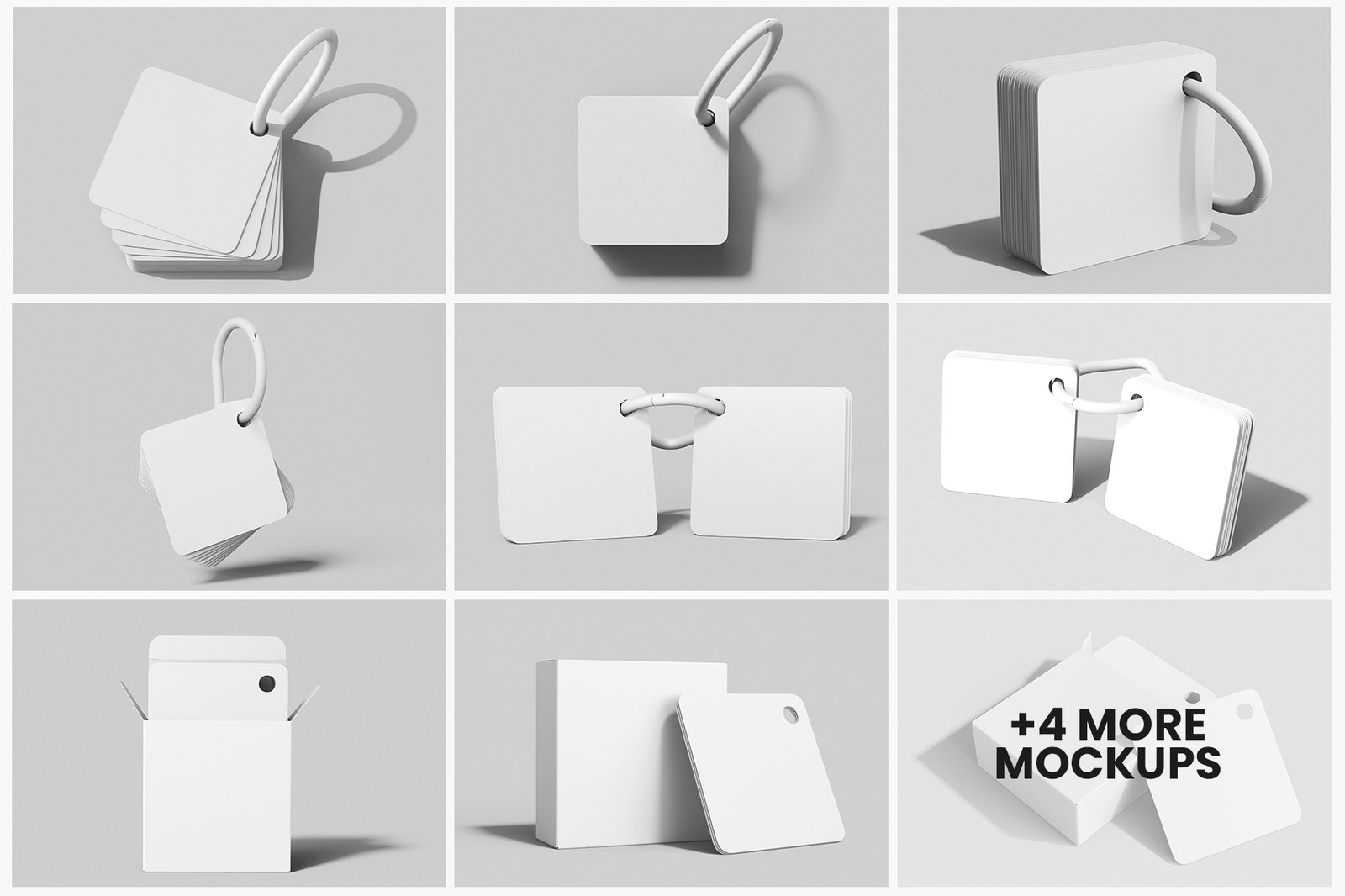 Square Children Flash Card Mockup Set