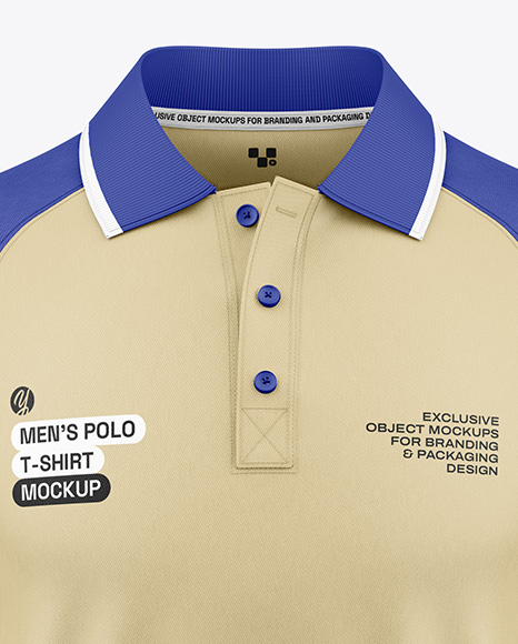 Men's Raglan Long Sleeve Polo Shirt Mockup
