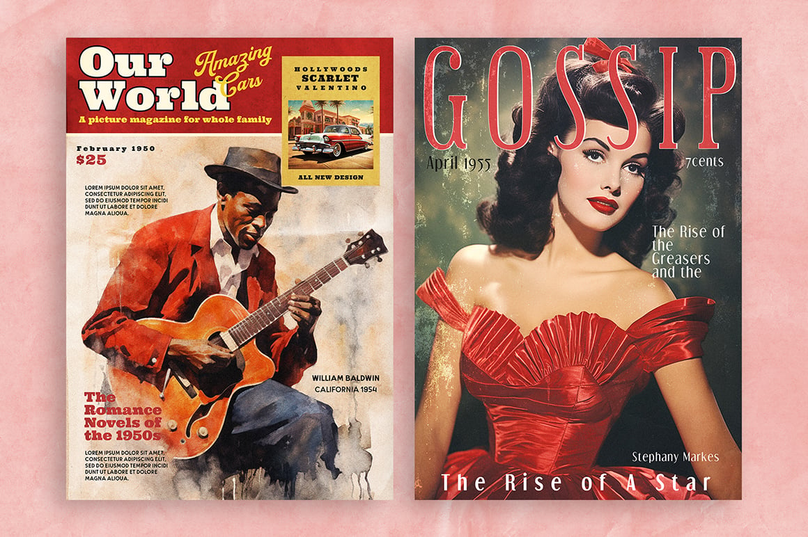 50&#039;s Magazine Cover Templates