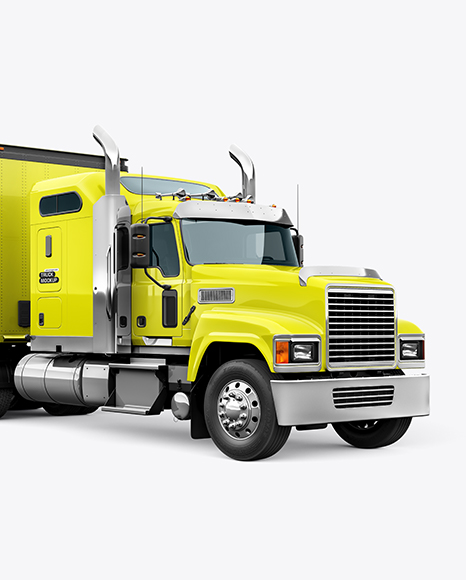 Truck Semi Trailer Mockup - Half Side View