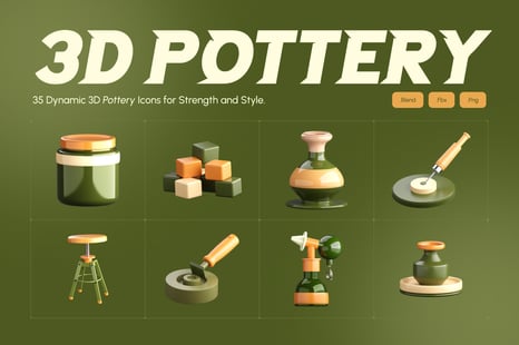 3D Pottery Icon Collection - Graphics