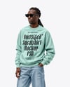 Black Man Wearing an Oversize Sweatshirt and Wide Jeans Mockup