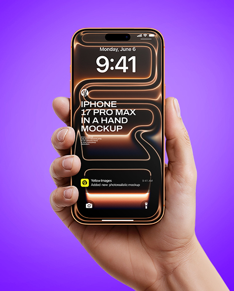 iPhone 17 Pro Max Cosmic Orange in a Hand Mockup