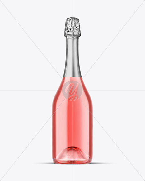 Clear Glass Pink Champagne Bottle Mockup