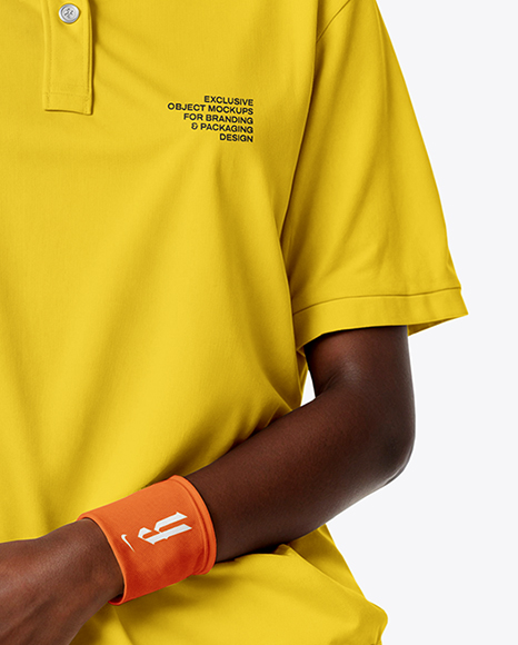 Afro-American Woman Wearing Tennis Polo Shirt and Shorts Mockup